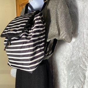 kate spade blue/white striped backpack drawstring